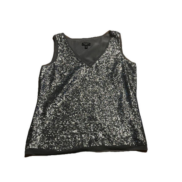 Fancy 2P Talbots Silver Gray Bling Party Formal Sequin V-Neck Cami Tank ✨💎 - Picture 1 of 7